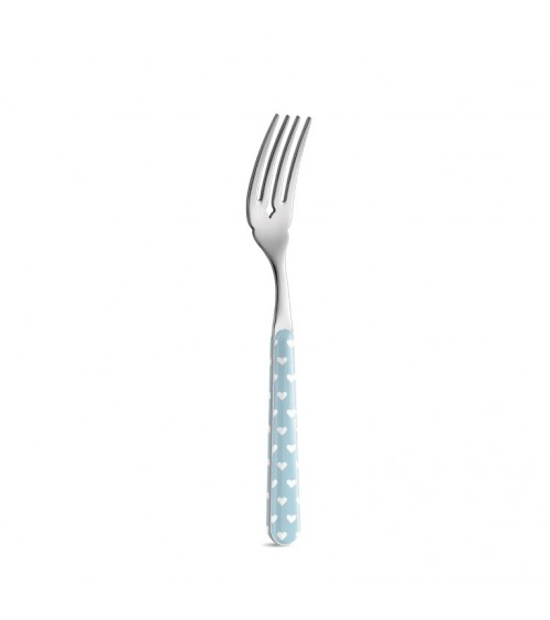 Fourchette à poisson avec décoration coeur - Neva Posateria Creativa - bleu clair