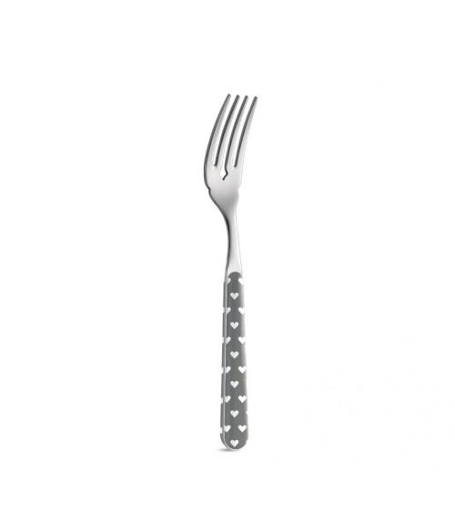 Forchetta Pesce Decoro Cuoricini - Neva Posateria Creativa - grigio