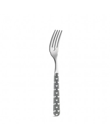 Forchetta Pesce Decoro Cuoricini - Neva Posateria Creativa - grigio