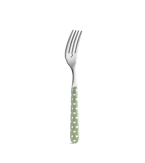Fish Fork with Heart Decoration - Neva Posateria Creativa - sage green