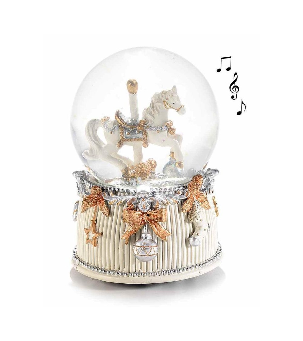 Carillon Palla Natalizia con Cavallino Bianca e Argento - Shabby Chic -  Carillon Palla Natalizia con Cavallino Bianca e Argento - Shabby Chic -