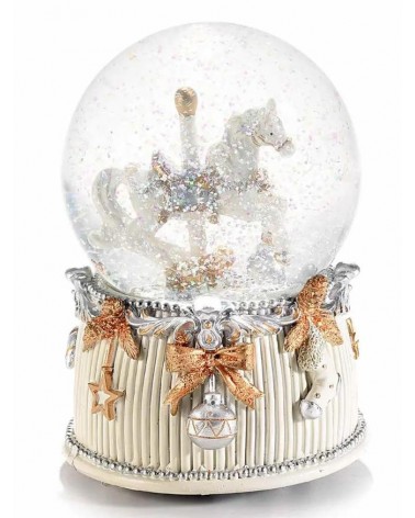 Carillon Palla Natalizia con Cavallino Bianca e Argento - Shabby Chic -  - 