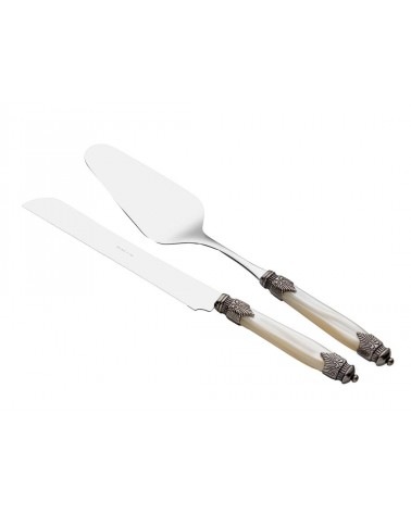 Arianna Set mit 2 Dessertteilen – Kuchenschaufel und Messer – Rivadossi Sandro Besteck – Elfenbein