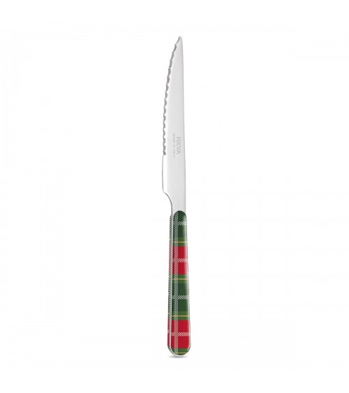 Couteau à steak tartan - Couverts de Noël - Neva Posateria Creativa - rouge / vert