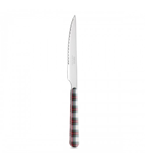 Tartan Steak Knife - Christmas Cutlery - Neva Posateria Creativa - red-white