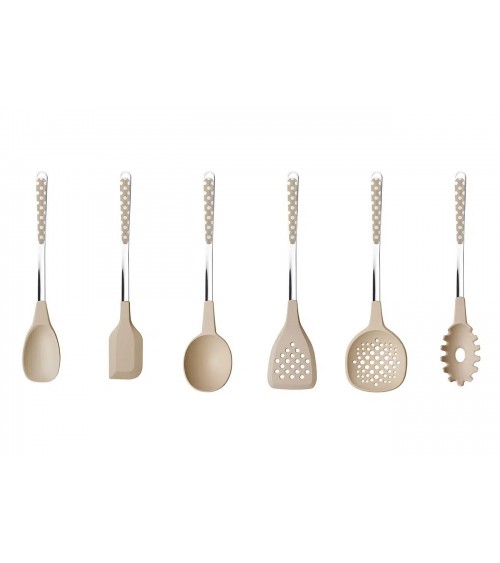 Lot de 6 louches de cuisine - Couverts Pois - Neva Posateria Creativa - gris tourterelle
