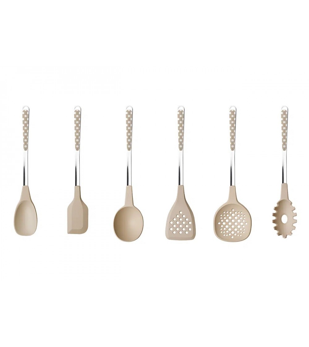 Lot de 6 louches de cuisine - Couverts Pois - Neva Posateria Creativa - gris tourterelle