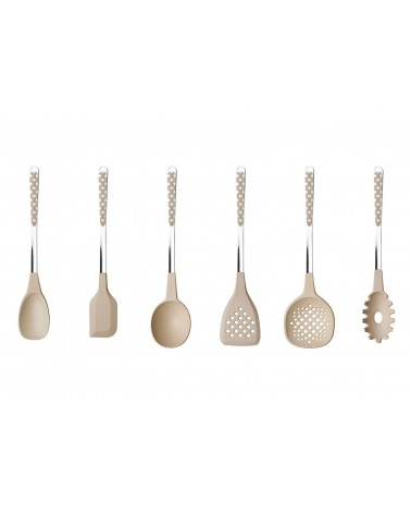 Lot de 6 louches de cuisine - Couverts Pois - Neva Posateria Creativa - gris tourterelle