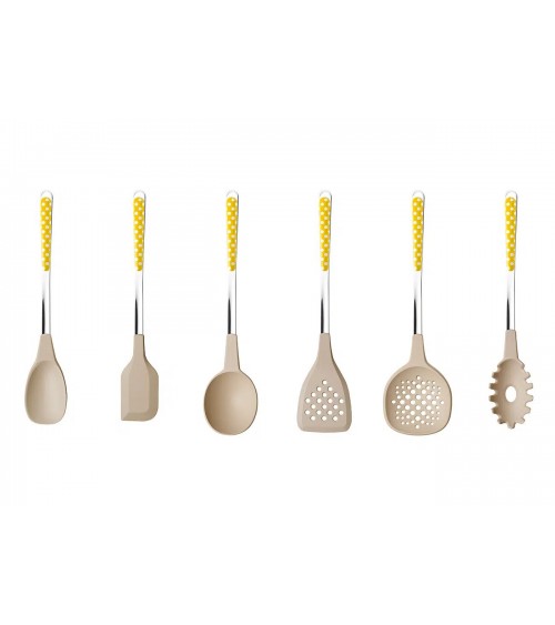 Set of 6 Kitchen Ladles - Polka Dot Cutlery - Neva Posateria Creativa -