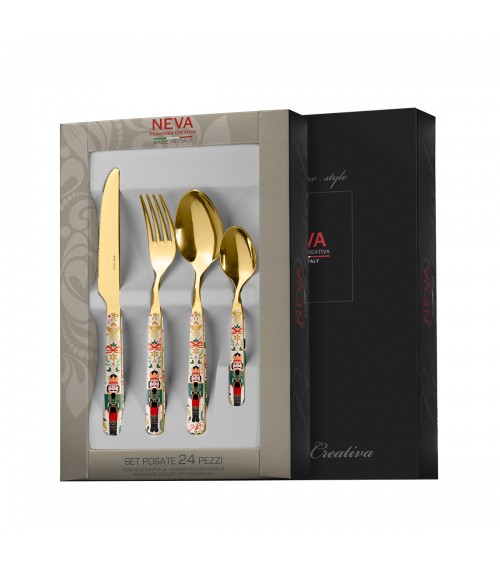 Weihnachtsbesteck: Weihnachtsnussknacker Gold – Neva Creative Cutlery – Geschenkbox