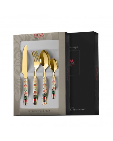 Weihnachtsbesteck: Weihnachtsnussknacker Gold – Neva Creative Cutlery – Geschenkbox