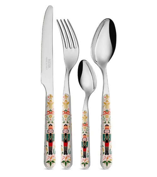 圣诞餐具：胡桃夹子 - Neva Posateria Creativa - 24 件套，适合 6 人