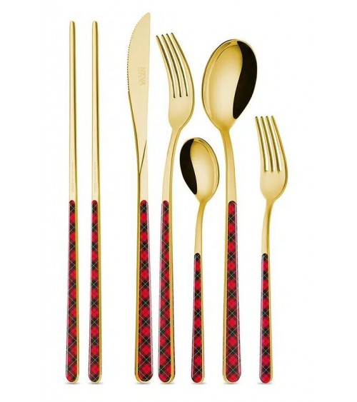 36 件套圣诞格子亚洲餐具 - Neva Posateria Creativa -