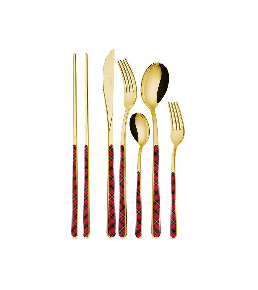 Coffret 36 Pcs Couverts Noël Tartan Asie - Neva Posateria Creativa -