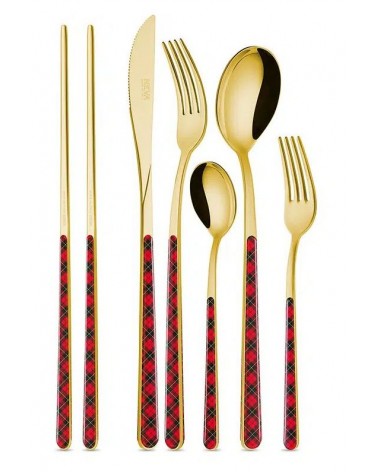 Coffret 36 Pcs Couverts Noël Tartan Asie - Neva Posateria Creativa -