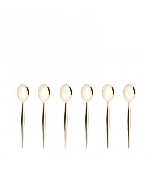 Nature Gold Champagne Polished - Stainless Steel Cutlery - Casa Bugatti - 6-piece set of coffee spoons