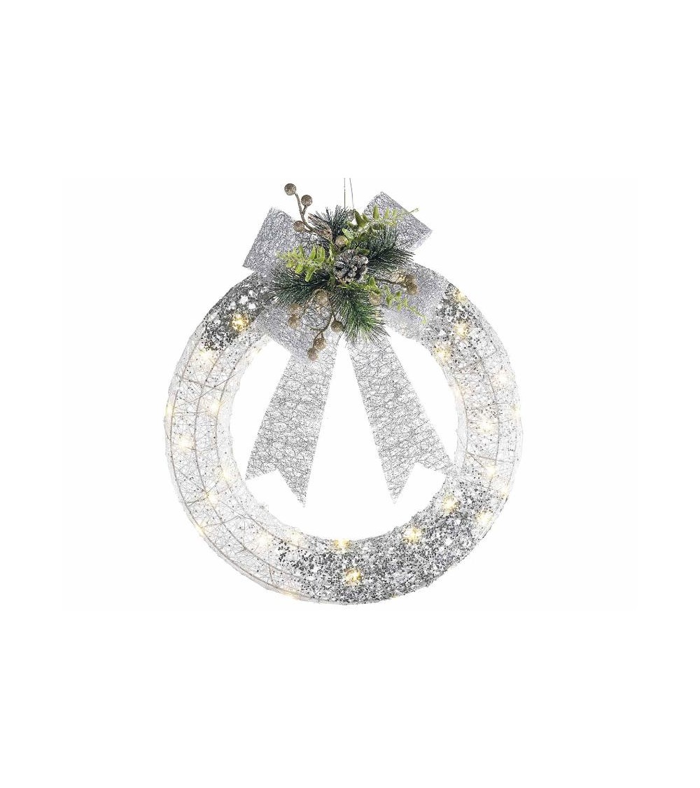 Guirlande de Noël avec paillettes argentées et lumières LED blanc chaud - Guirlande de Noël avec paillettes argentées et lumières LED blanc chaud -