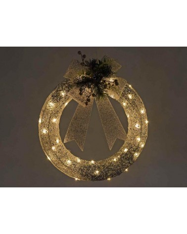 Ghirlanda Natalizia con glitter argento e luci led bianco caldo - 