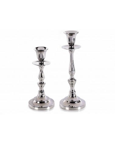 Set 2 Candelabri in Metallo Argentato Lucido - 