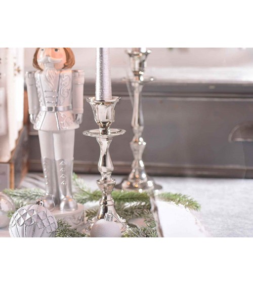 Set 2 Candelabri in Metallo Argentato Lucido - 