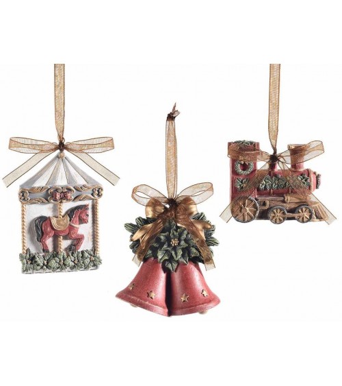 Set 9pezzi Addobbi Abero di Natale con fiocco organza Stile Vintage -