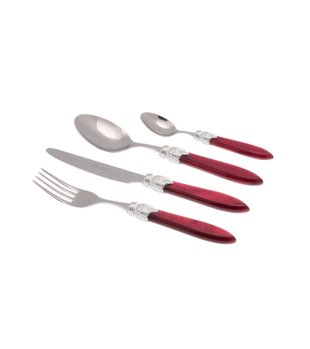 Laura Argento Set 16-teilig, farbiges Besteck – Rivadossi Sandro – Perlmutt-Burgund
