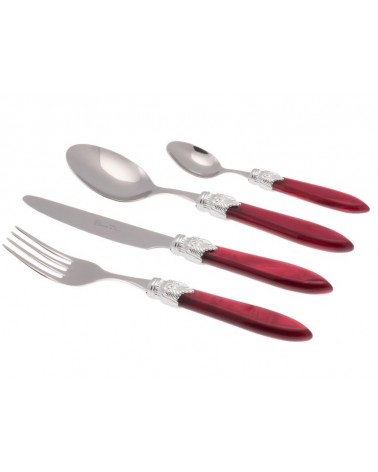 Laura Argento Set 16-teilig, farbiges Besteck – Rivadossi Sandro – Perlmutt-Burgund
