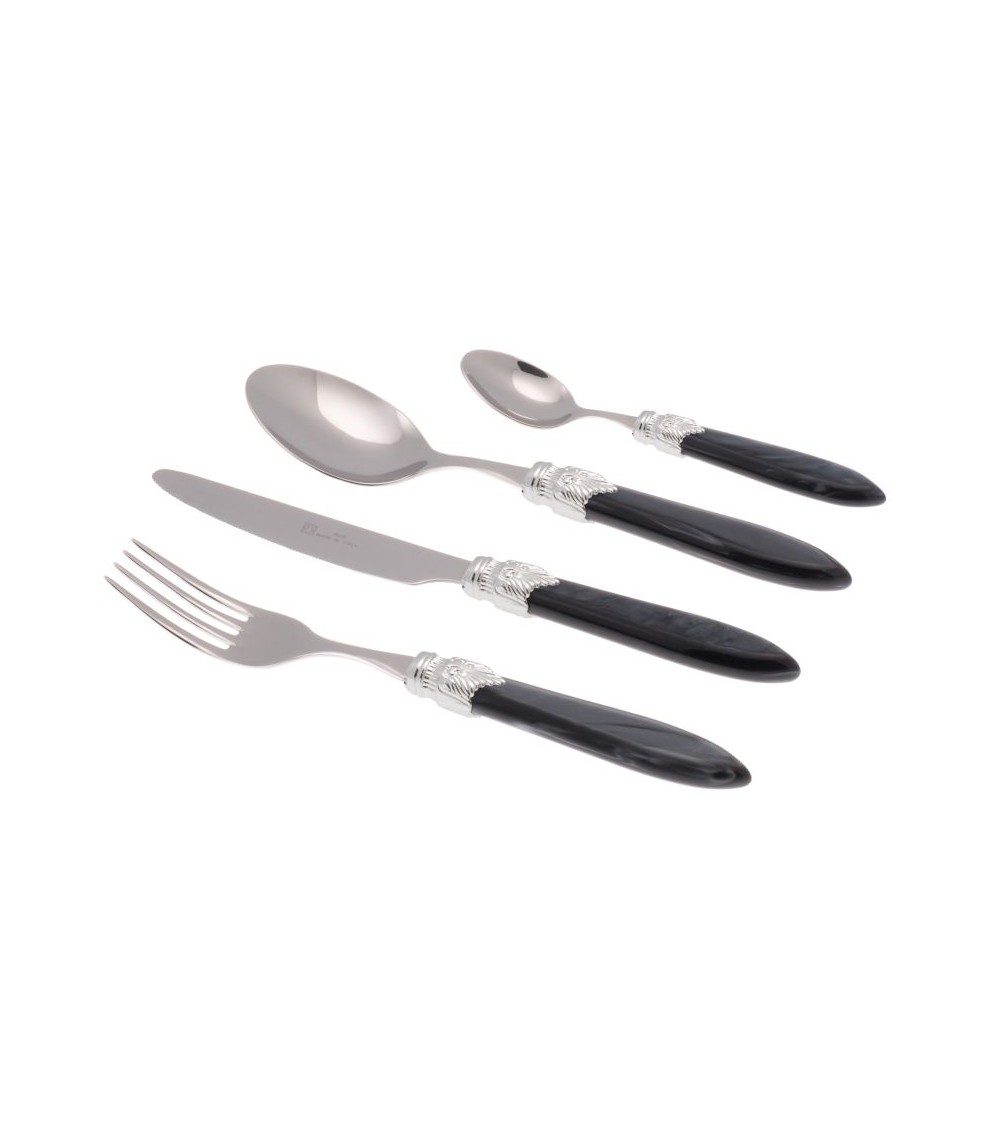 Laura Argento Set 16 Pezzi Posate Colorate - Rivadossi Sandro - nero perlato