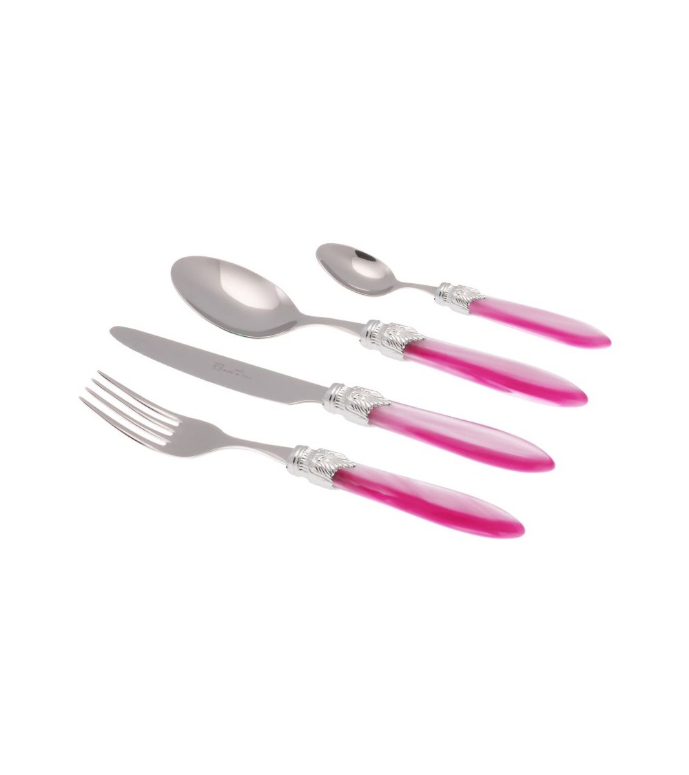 Laura Argento Set 16 Pieces Colored Cutlery - Rivadossi Sandro - pearl pink