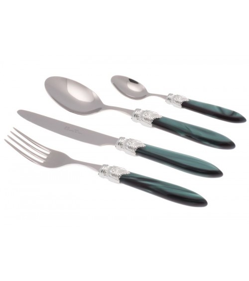 Laura Argento Set 16 Pieces Colored Cutlery - Rivadossi Sandro - pearl green