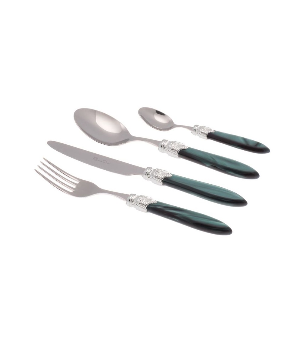 Laura Argento Set 16 Pieces Colored Cutlery - Rivadossi Sandro - pearl green