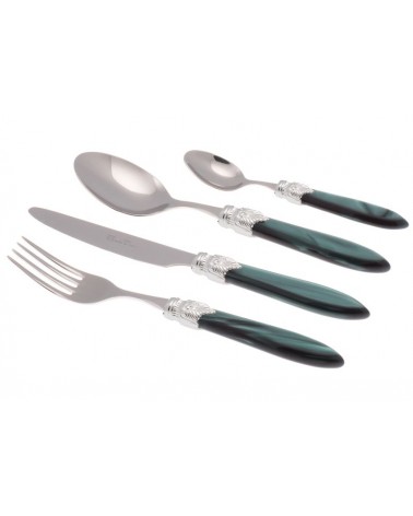 Laura Argento Set 16 Pieces Colored Cutlery - Rivadossi Sandro - pearl green
