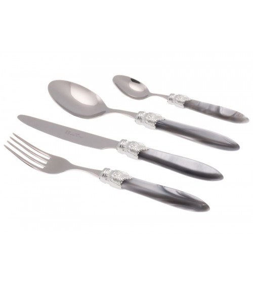 Laura Argento Set of 4 Colored Cutlery Pieces - Rivadossi Sandro - Pearly Grey