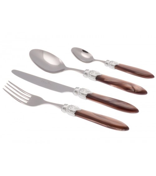 Laura Argento Set of 4 Colored Cutlery Pieces - Rivadossi Sandro - Pearl Brown
