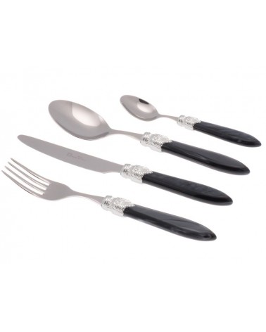 Laura Argento Set 4 Pezzi Posate Colorate - Rivadossi Sandro - nero perlato