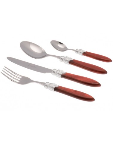 Laura Argento Set 4 Pezzi Posate Colorate - Rivadossi Sandro - rosso perlato