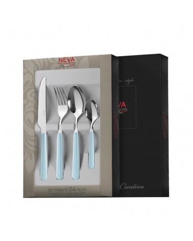 Couverts Bistro Colorés - Couleur Unie Bleu Poudré - Neva Posateria Creativa -