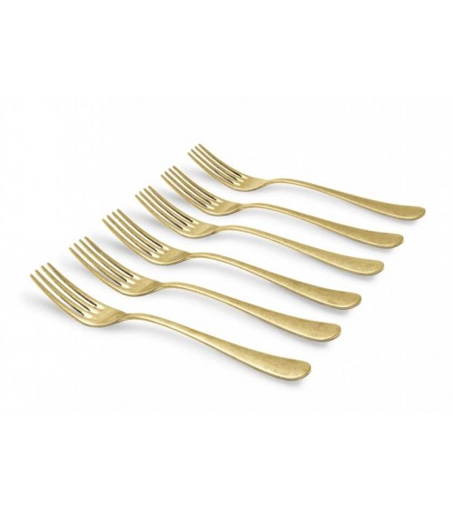 复古风格钢制餐具 - 金色 PVD ​​- Serena Antico -