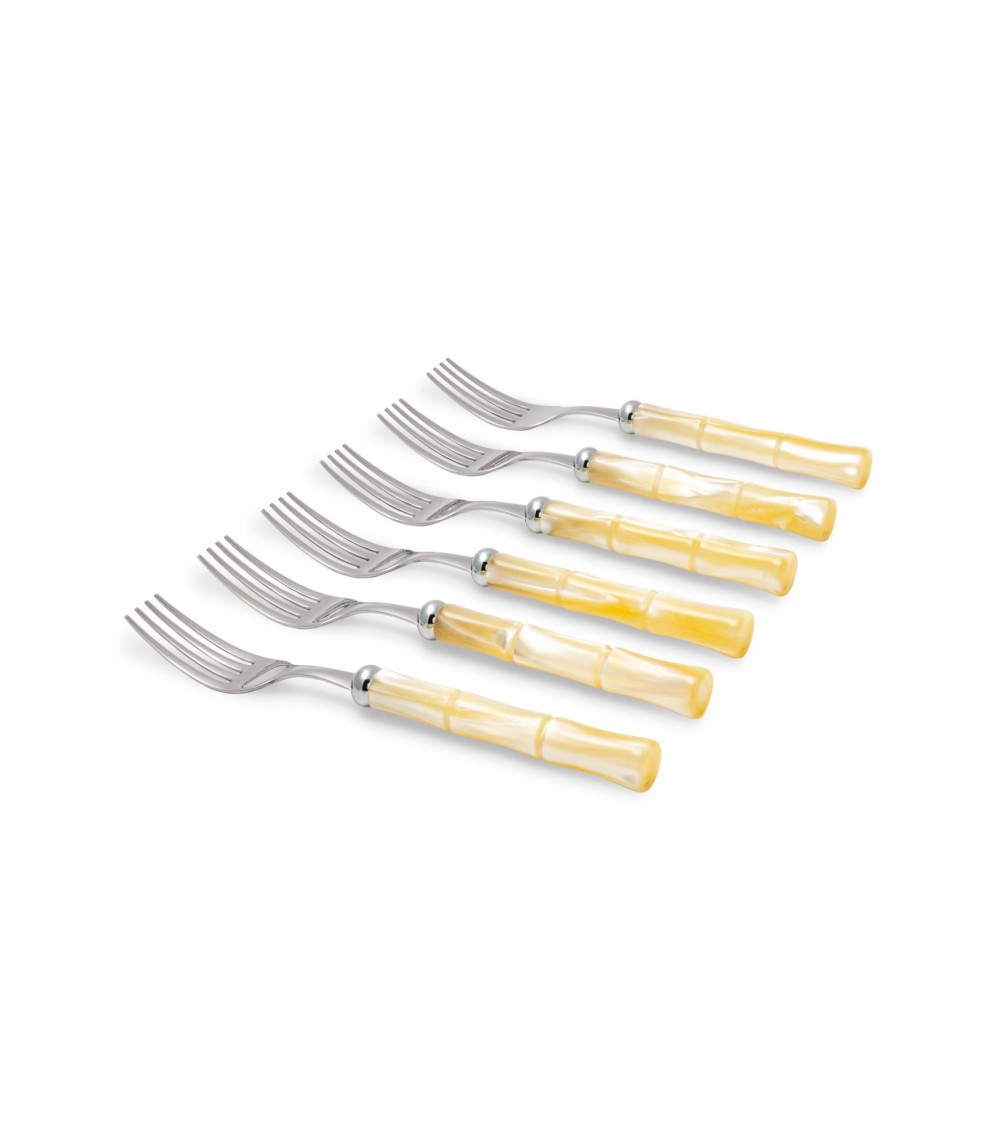 Bamboo Table Fork Mother of Pearl Effect Handle - Rivadossi Sandro -