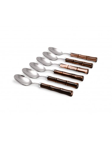 Bamboo Spoon Cutlery Colored Handle Mother of Pearl Effect - Rivadossi Sandro -