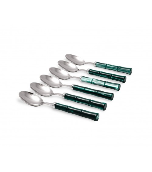 Bamboo Spoon Cutlery Colored Handle Mother of Pearl Effect - Rivadossi Sandro -