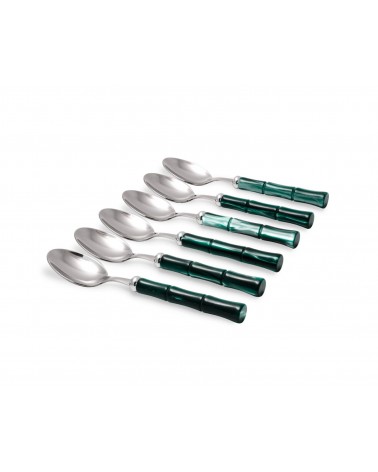 Bamboo Spoon Cutlery Colored Handle Mother of Pearl Effect - Rivadossi Sandro -
