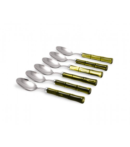 Bamboo Spoon Cutlery Colored Handle Mother of Pearl Effect - Rivadossi Sandro -