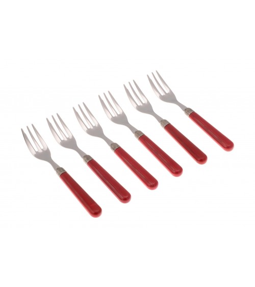 Ingwer-Dessertgabel - Farbiges Besteck Rivadossi Sandro - rot