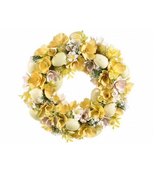 Ghirlanda wooden flowers and Easter eggs - Spring at your home -