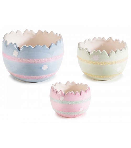 3pz SETZ Eggbehälter in glänzender Keramik und Glitzer -