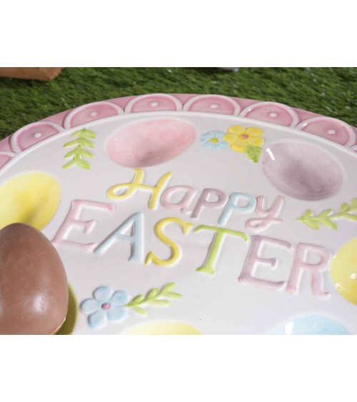Piatto Portauova in Ceramica "Happy Easter" - 