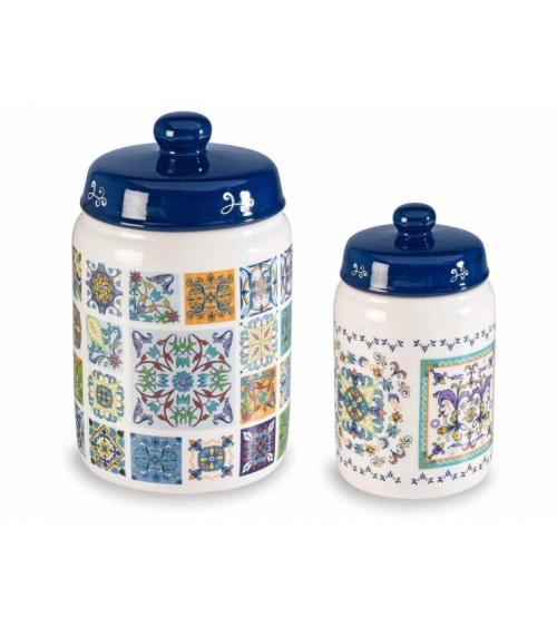 Set 2 Food Jars Ceramic Kitchen Decors Maiolica - Set 2 Food Jars Ceramic Kitchen Decors Maiolica -