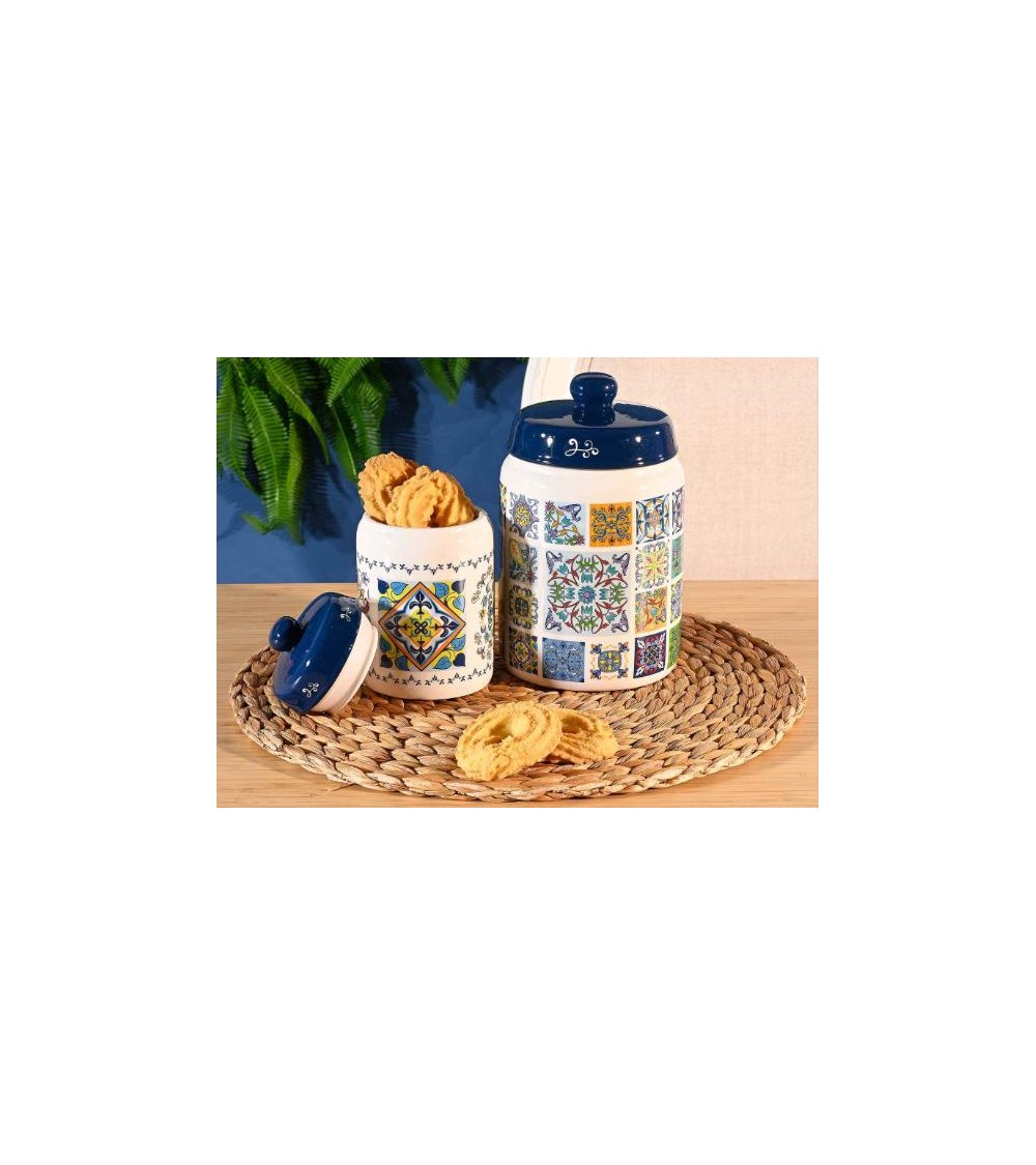 Set 2 Food Jars Ceramic Kitchen Decors Maiolica - Set 2 Food Jars Ceramic Kitchen Decors Maiolica -
