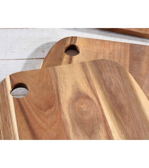 Set 3 Taglieri in Legno di Acacia con Foro Rotondo - 